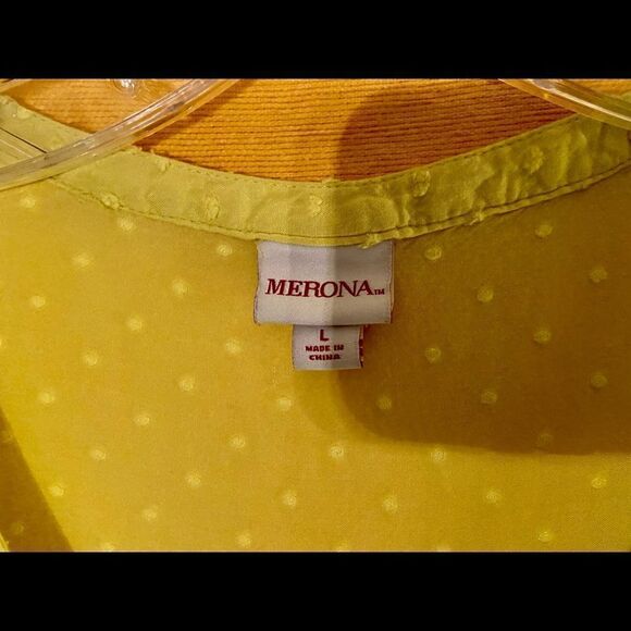 Merona Womens Blouse Yellow Sleeveless V Neck Lrg - Picture 10 of 10